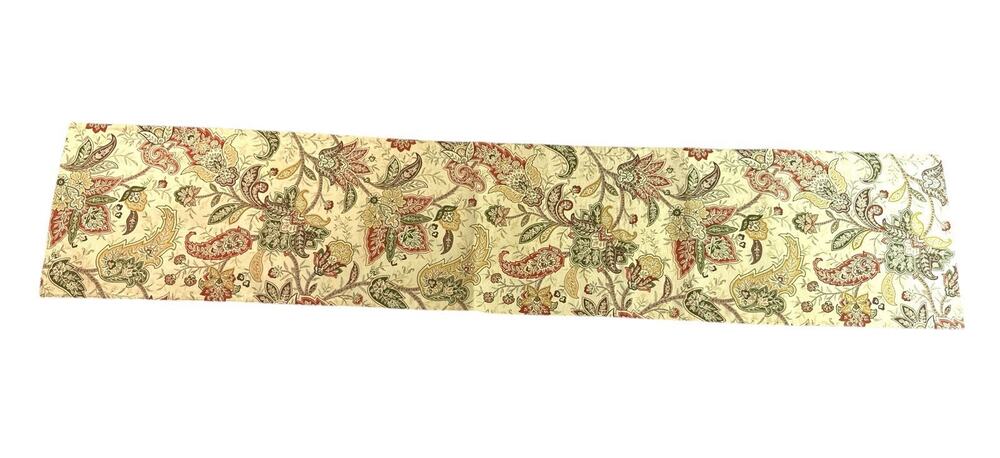 Paisley Floral Canvas Table Runner 70x14 Rust Green Beige Fall Autumn Decor